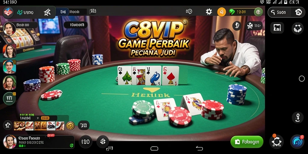 Tampilan gameplay C8VIP menampilkan aksi Poker yang mendebarkan.