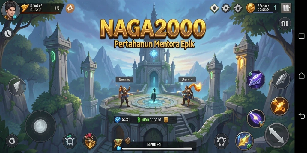 Tampilan gameplay menara serangan di NAGA2000 yang menantang.