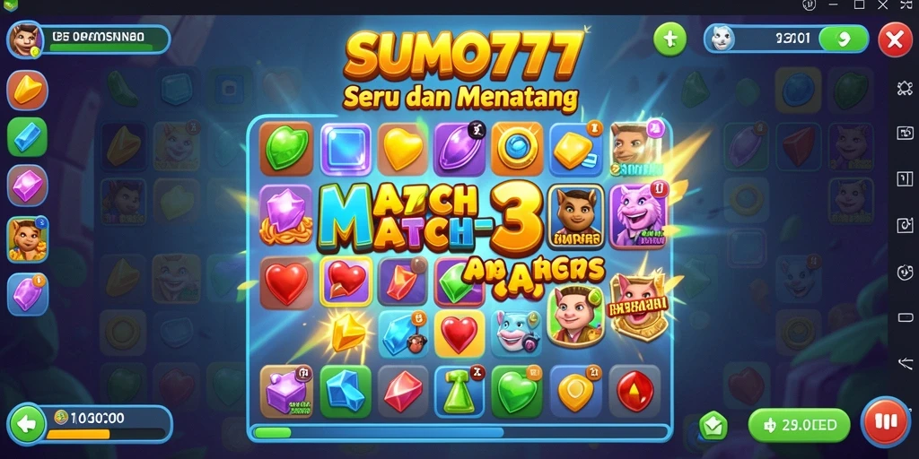 Tangkapan layar SUMO777 menunjukkan gameplay seru dan menawan dari permainan Match-3.